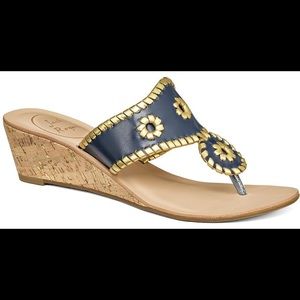 Jack Rogers Mid Wedge Navy and gold